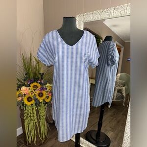 Sharagano • Striped Cotton Shirt Dress